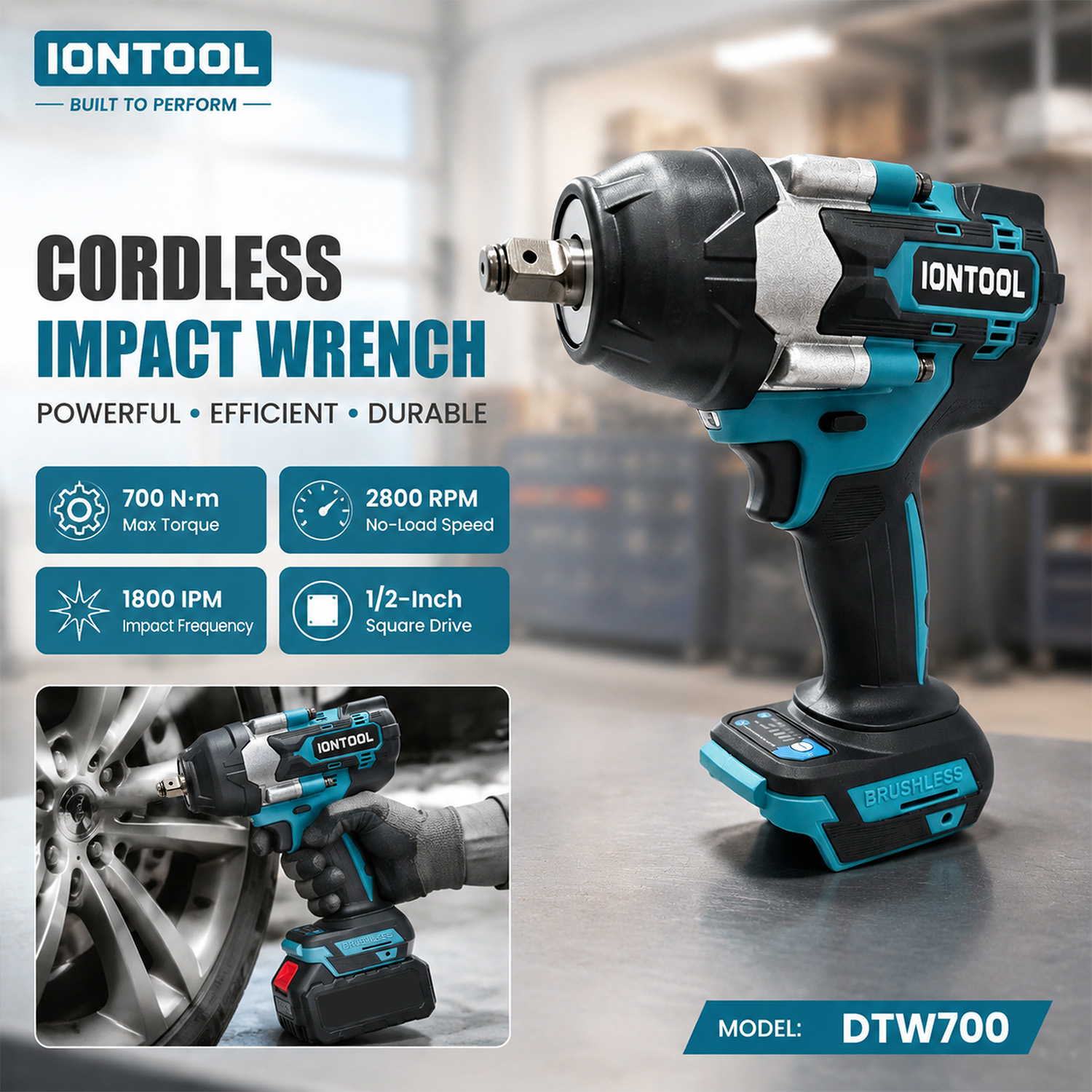 Workshop Tools In Engineering - IONTOOL DTW700 Kaymaz Kablosuz Darbeli Somun