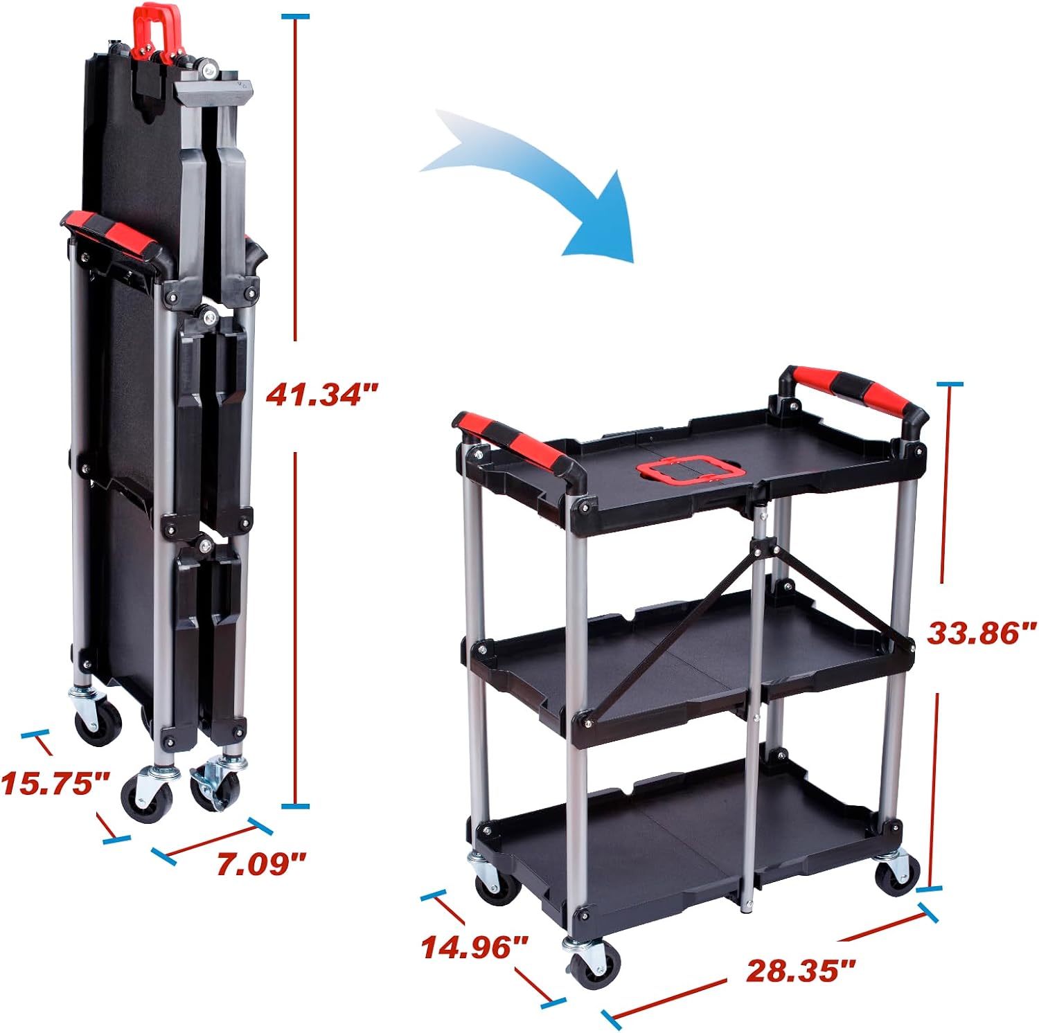 3 Raflı Katlanabilir Tekerlekl - Workshop Tools Trolley incelemesi ve fiyatı