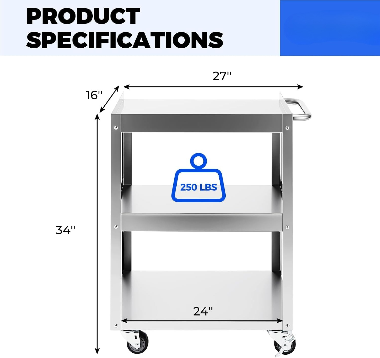 3 Katlı Paslanmaz Çelik Tekerl - Workshop Tools Trolley incelemesi ve fiyatı