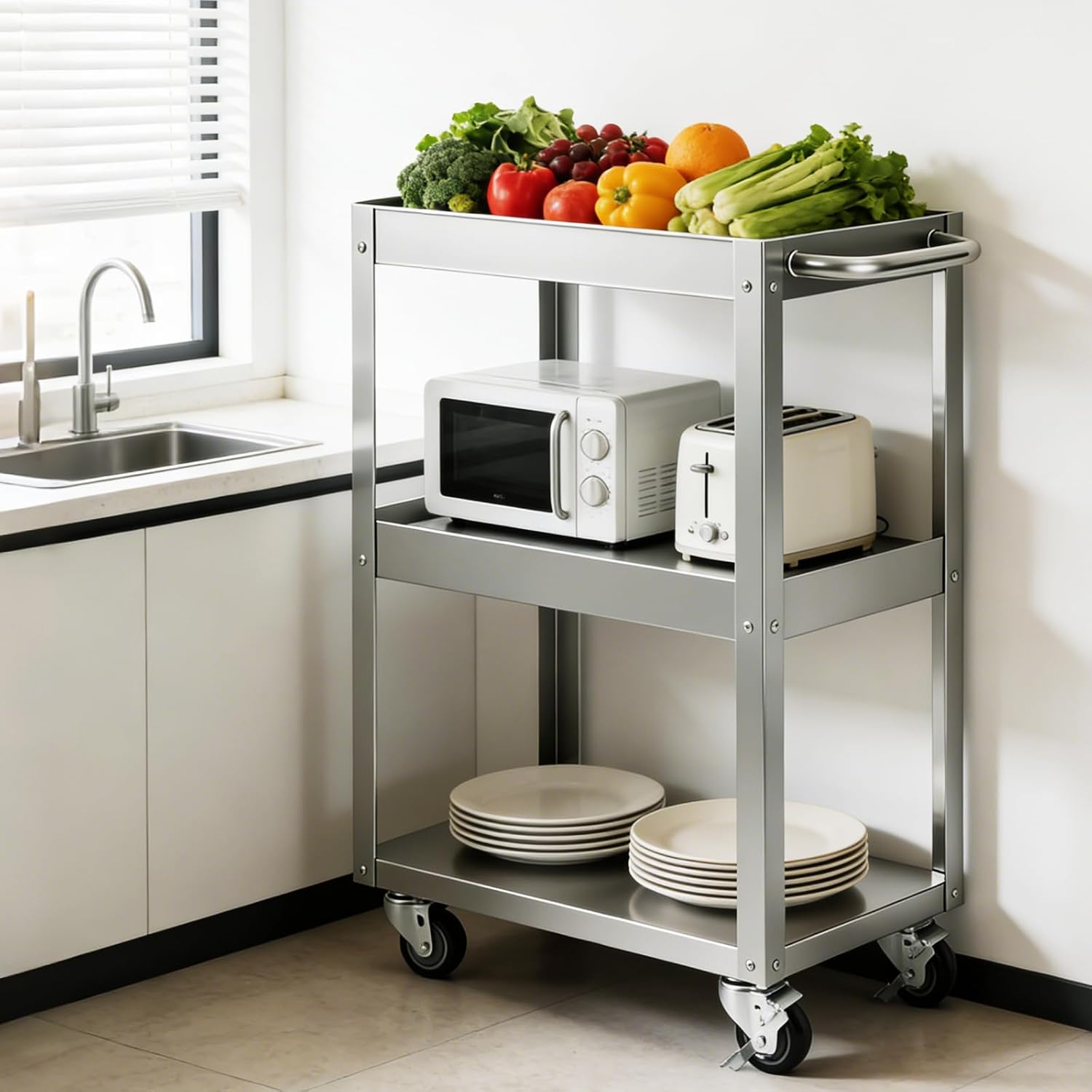 3 Katlı Paslanmaz Çelik Tekerl - Workshop Tools Trolley incelemesi ve fiyatı